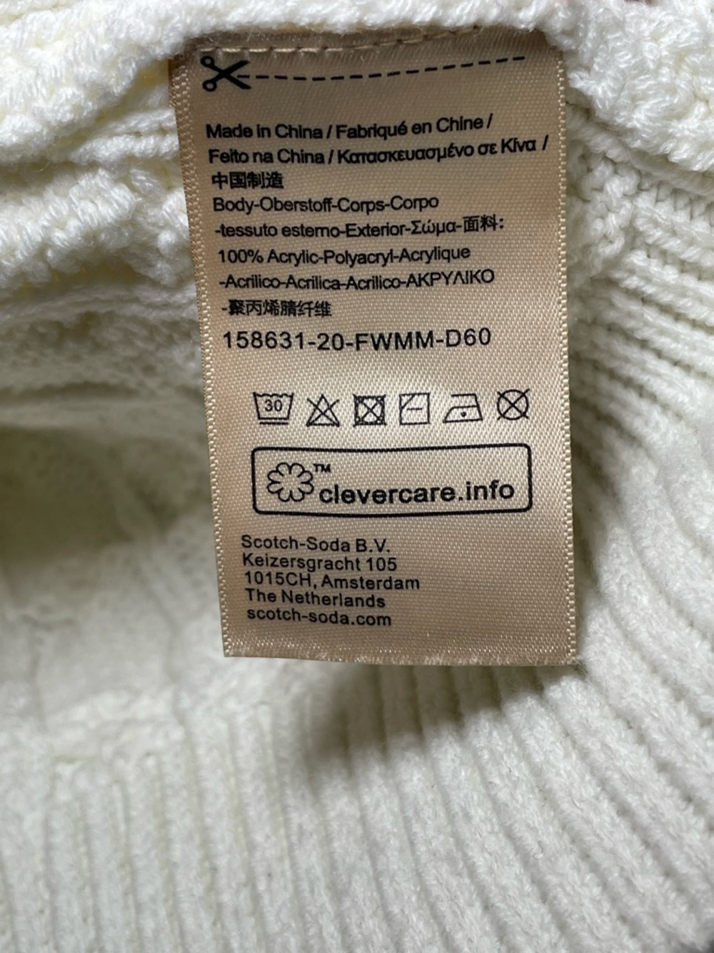 Scotch & Soda Monsanto Crewneck Cable Knit Sweater Medium Off-White - Picture 7 of 8